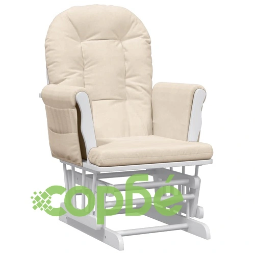 Плъзгащ се стол с табуретка, кремавобял, текстил ➤ топ цена ➤ sorbe.bg