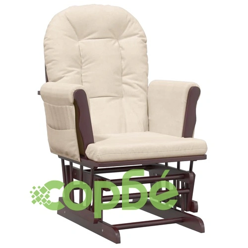 Плъзгащ се стол с табуретка, кремавобял, текстил ➤ топ цена ➤ sorbe.bg