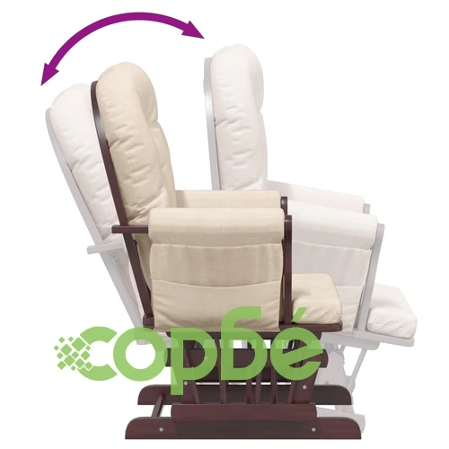 Плъзгащ се стол с табуретка, кремавобял, текстил ➤ топ цена ➤ sorbe.bg