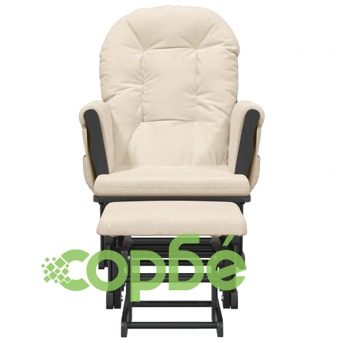 Плъзгащ се стол с табуретка, кремавобял, текстил ➤ топ цена ➤ sorbe.bg