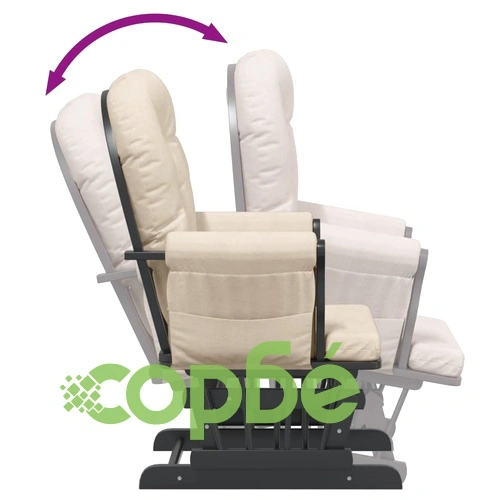 Плъзгащ се стол с табуретка, кремавобял, текстил ➤ топ цена ➤ sorbe.bg