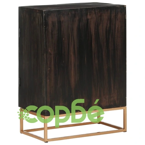 Бюфет, черен, 55x34x75 см, мангово дърво масив и желязо ➤ топ цена ➤ sorbe.bg