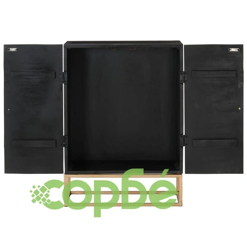 Бюфет, черен, 55x34x75 см, мангово дърво масив и желязо ➤ топ цена ➤ sorbe.bg