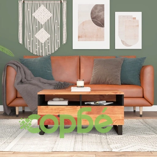 Маса за кафе, 80x54x40 см, акация масив и инженерно дърво ➤ топ цена ➤ sorbe.bg