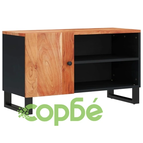 ТВ шкаф, 80x33x46 см, масивно акациево и инженерно дърво ➤ топ цена ➤ sorbe.bg