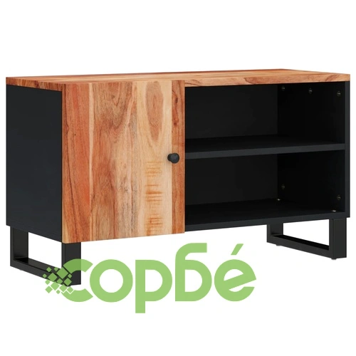 ТВ шкаф, 80x33x46 см, масивно акациево и инженерно дърво ➤ топ цена ➤ sorbe.bg