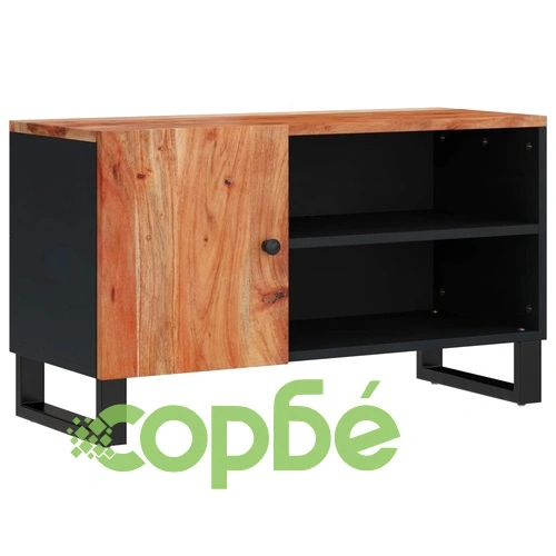 ТВ шкаф, 80x33x46 см, масивно акациево и инженерно дърво ➤ топ цена ➤ sorbe.bg