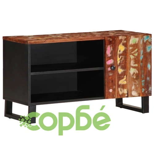 ТВ шкаф, 80x33x46 см, масивно регенерирано и инженерно дърво ➤ топ цена ➤ sorbe.bg