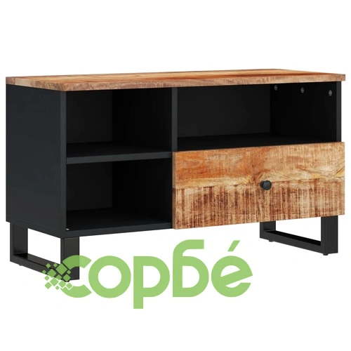 ТВ шкаф, 80x33x46 см, масивно мангово и инженерно дърво ➤ топ цена ➤ sorbe.bg