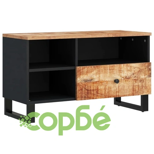 ТВ шкаф, 80x33x46 см, масивно мангово и инженерно дърво ➤ топ цена ➤ sorbe.bg