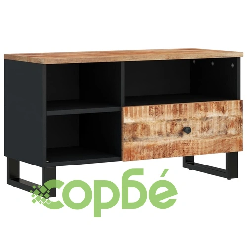 ТВ шкаф, 80x33x46 см, масивно мангово и инженерно дърво ➤ топ цена ➤ sorbe.bg