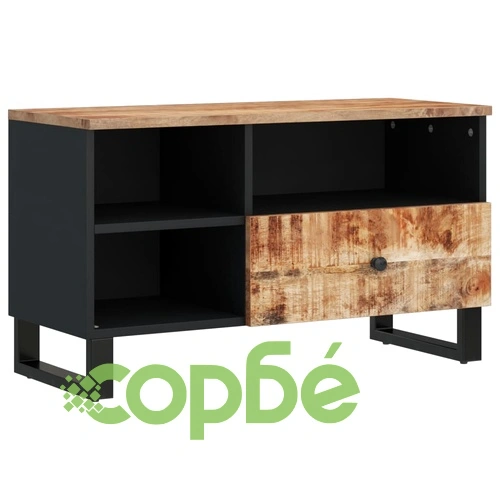 ТВ шкаф, 80x33x46 см, масивно мангово и инженерно дърво ➤ топ цена ➤ sorbe.bg