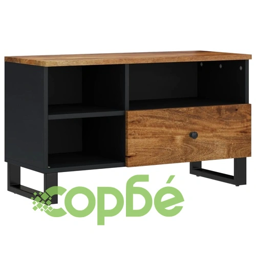 ТВ шкаф, 80x33x46 см, масивно мангово и инженерно дърво ➤ топ цена ➤ sorbe.bg