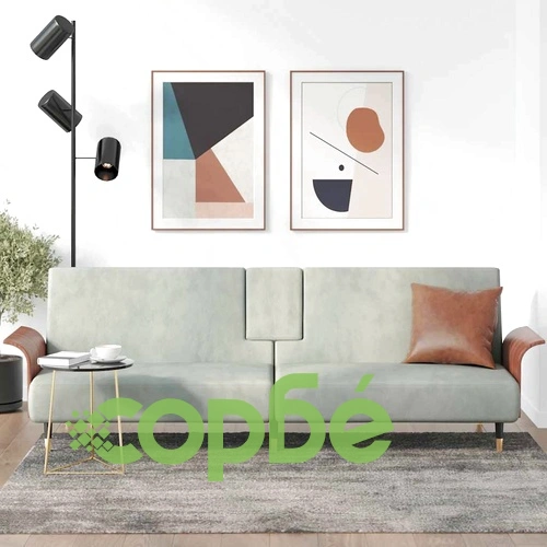 Разтегателен диван с поставки за чаши, светлосив, кадифе ➤ топ цена ➤ sorbe.bg