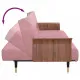 Разтегателен диван с поставки за чаши, розов, кадифе