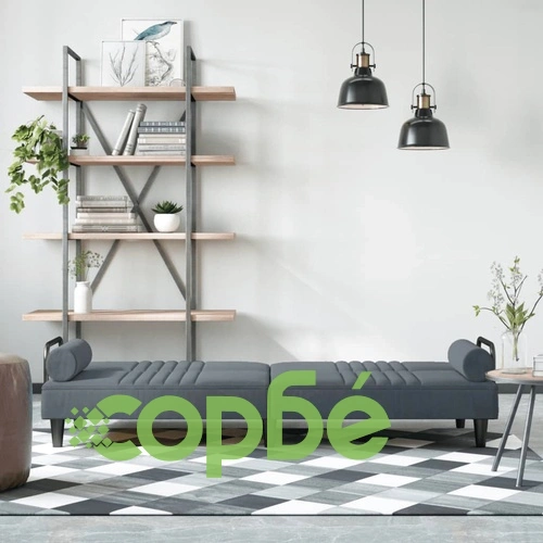 Разтегателно канапе с подлакътници, тъмносиво, кадифе ➤ топ цена ➤ sorbe.bg