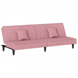 Разтегателен диван, розов, кадифе