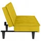 Разтегателен диван с поставки за чаши, жълт, кадифе