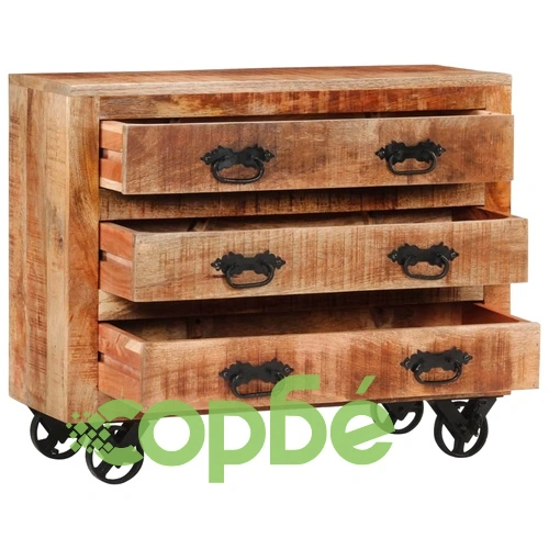 Бюфет с 3 чекмеджета 80x30x65 см масивно мангово дърво ➤ топ цена ➤ sorbe.bg