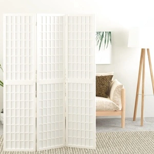Параван за стая, 3 панела, в японски стил, 120x170 cм, бял