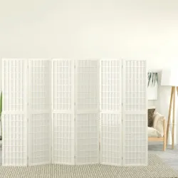 Параван за стая, 6 панела, в японски стил, 240x170 cм, бял