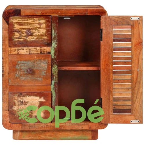 Бюфет с 3 чекмеджета 55x30x70 см масивно регенерирано дърво ➤ топ цена ➤ sorbe.bg