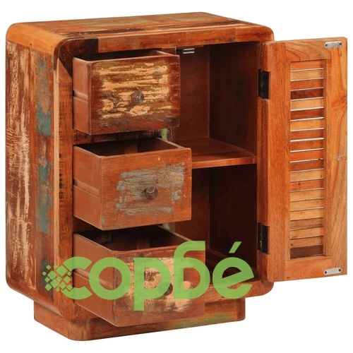 Бюфет с 3 чекмеджета 55x30x70 см масивно регенерирано дърво ➤ топ цена ➤ sorbe.bg