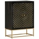 Бюфет с 2 врати, черно и златисто, 55x30x75 см, манго масив