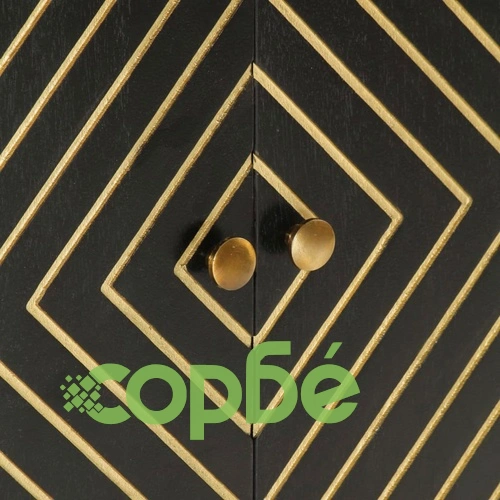 Бюфет с 2 врати, черно и златисто, 55x30x75 см, манго масив ➤ топ цена ➤ sorbe.bg