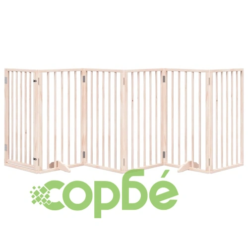 Сгъваема преграда за кучета с врата 6 панела 300 см топола ➤ топ цена ➤ sorbe.bg