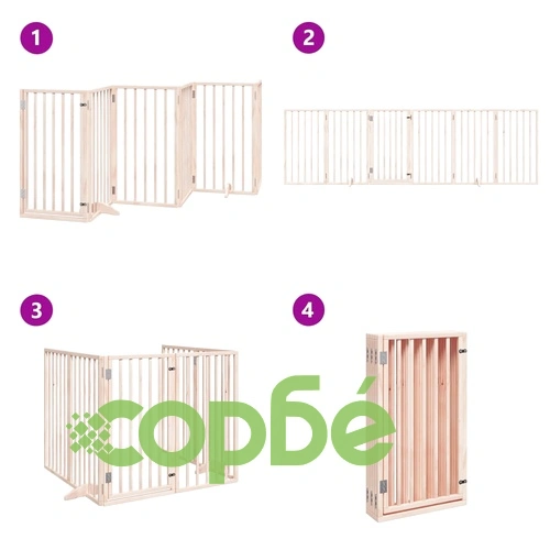 Сгъваема преграда за кучета с врата 6 панела 300 см топола ➤ топ цена ➤ sorbe.bg