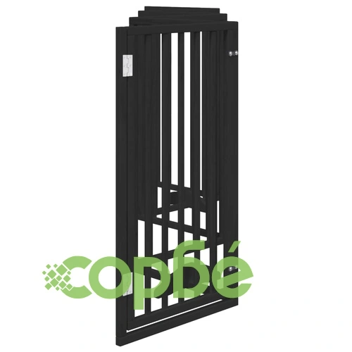 Сгъваема преграда за куче с врата 6 панела черна 300 см топола ➤ топ цена ➤ sorbe.bg