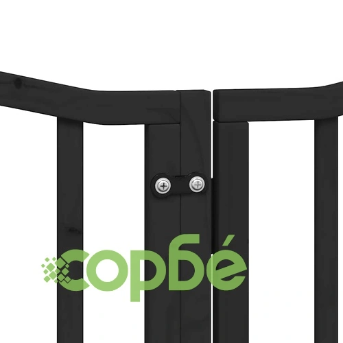 Сгъваема преграда за куче с врата 6 панела черна 300 см топола ➤ топ цена ➤ sorbe.bg