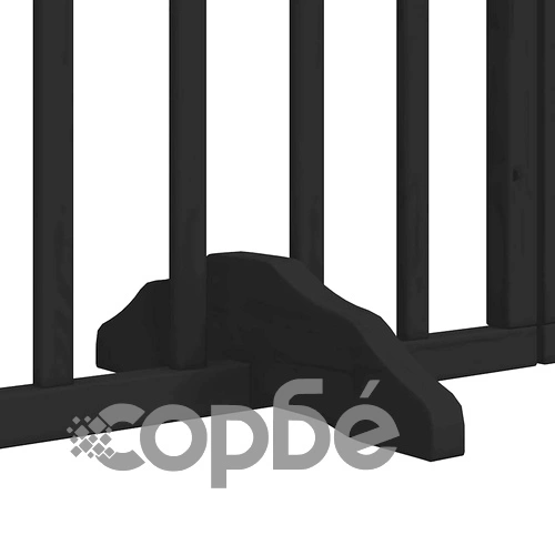 Сгъваема преграда за куче с врата 6 панела черна 300 см топола ➤ топ цена ➤ sorbe.bg