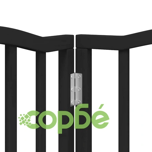 Сгъваема преграда за куче с врата 6 панела черна 300 см топола ➤ топ цена ➤ sorbe.bg