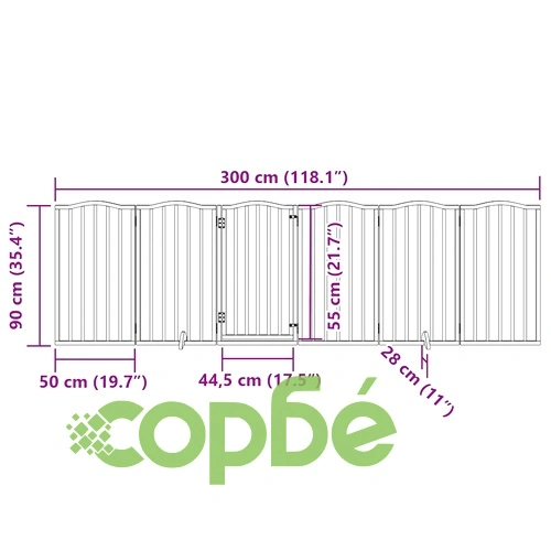 Сгъваема преграда за куче с врата 6 панела черна 300 см топола ➤ топ цена ➤ sorbe.bg