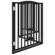 Сгъваема преграда за куче с врата 4 панела черна 320 см топола