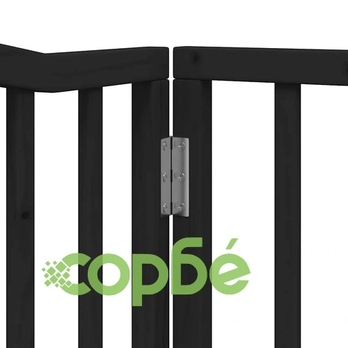 Сгъваема преграда за куче с врата 4 панела черна 320 см топола ➤ топ цена ➤ sorbe.bg