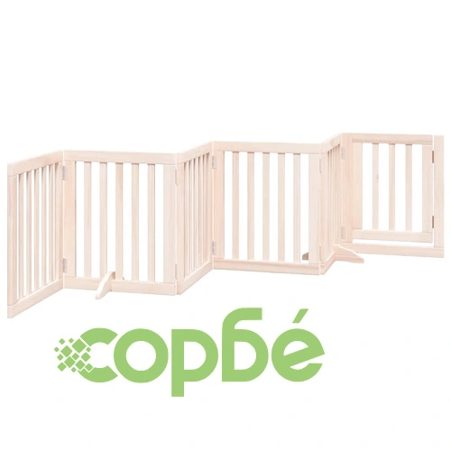 Сгъваема преграда за кучета с врата 6 панела 300 см топола ➤ топ цена ➤ sorbe.bg