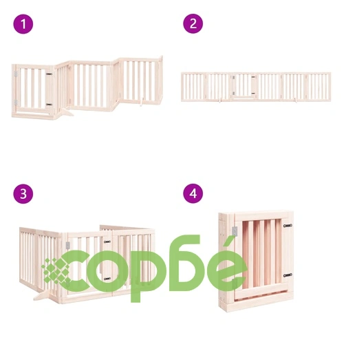 Сгъваема преграда за кучета с врата 6 панела 300 см топола ➤ топ цена ➤ sorbe.bg