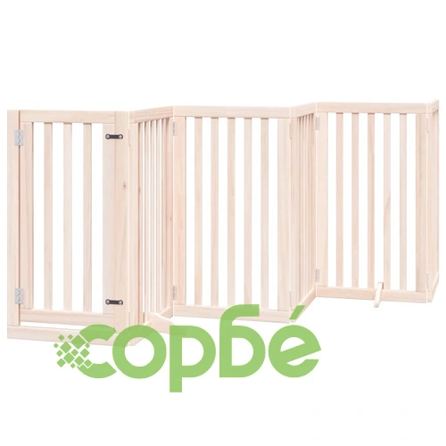 Сгъваема преграда за кучета с врата 6 панела 300 см топола ➤ топ цена ➤ sorbe.bg