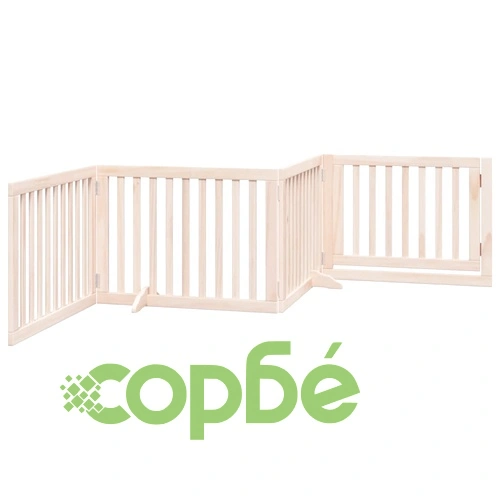 Сгъваема преграда за кучета с врата 4 панела 320 см топола ➤ топ цена ➤ sorbe.bg