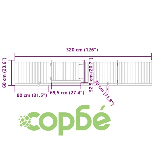 Сгъваема преграда за кучета с врата 4 панела 320 см топола ➤ топ цена ➤ sorbe.bg
