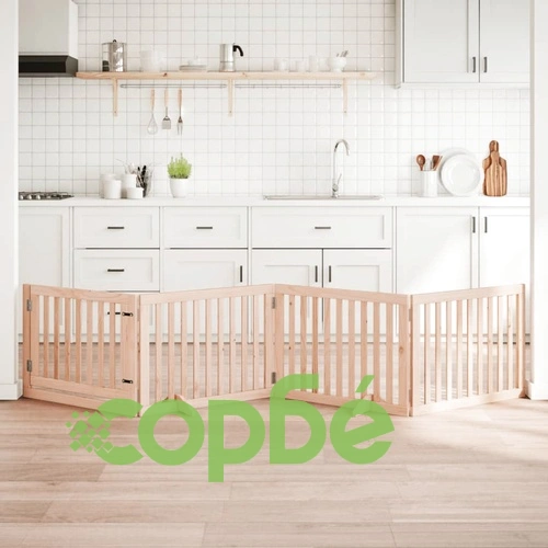 Сгъваема преграда за кучета с врата 4 панела 320 см топола ➤ топ цена ➤ sorbe.bg