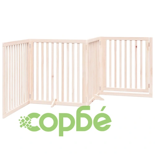 Сгъваема преграда за кучета с врата 4 панела 320 см топола ➤ топ цена ➤ sorbe.bg