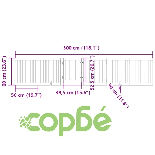 Сгъваема преграда за кучета с врата 6 панела бял 300 см топола ➤ топ цена ➤ sorbe.bg