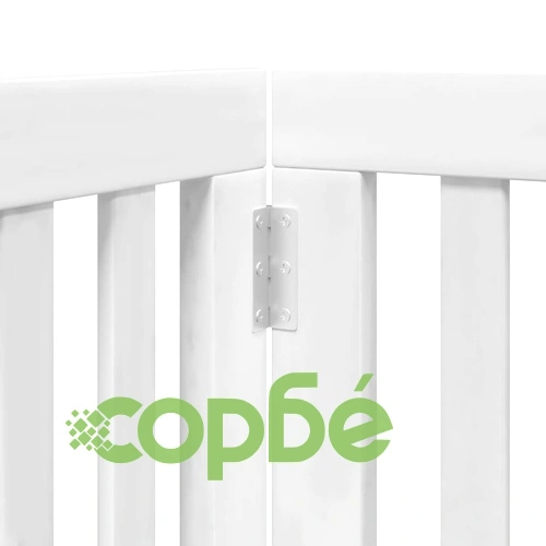 Сгъваема преграда за кучета с врата 6 панела бял 300 см топола ➤ топ цена ➤ sorbe.bg