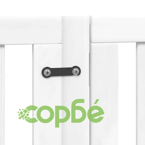 Сгъваема преграда за кучета с врата 6 панела бял 300 см топола ➤ топ цена ➤ sorbe.bg