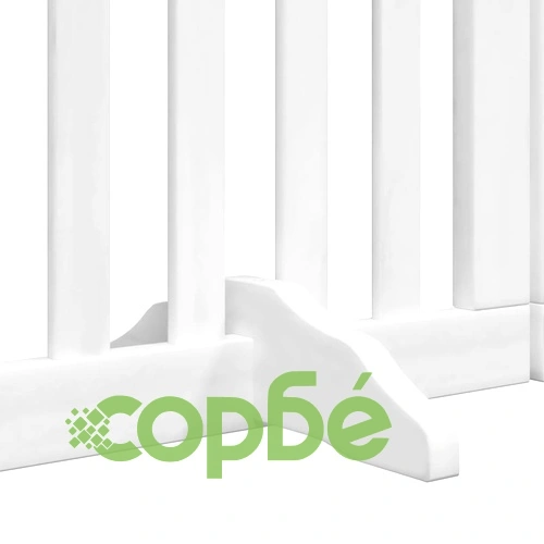 Сгъваема преграда за кучета с врата 6 панела бял 300 см топола ➤ топ цена ➤ sorbe.bg