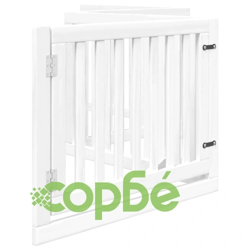 Сгъваема преграда за кучета с врата 4 панела бял 320 см топола ➤ топ цена ➤ sorbe.bg